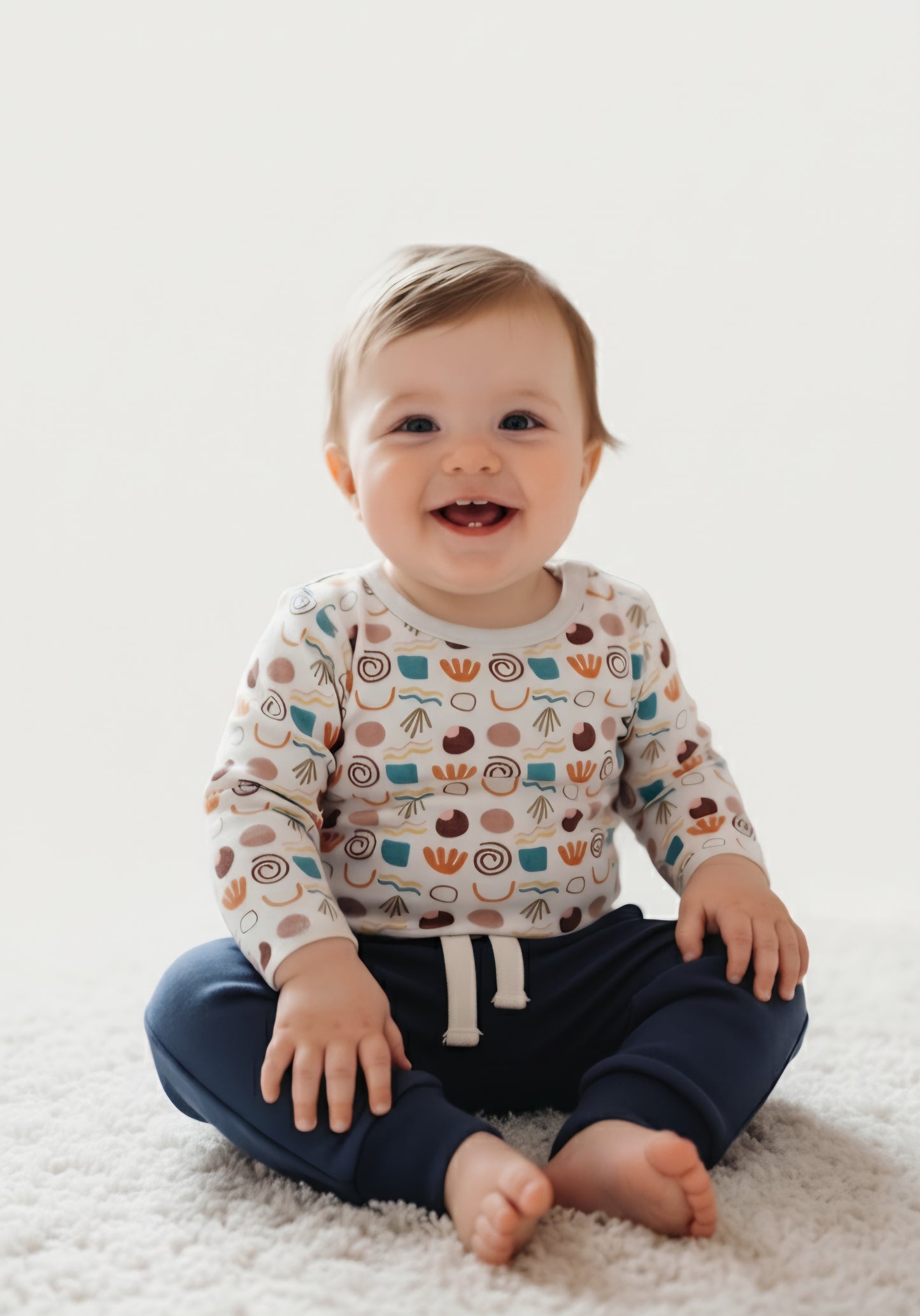 2-Piece Navy Blue Sweatpants & Nubian Theme Bodysuit Set