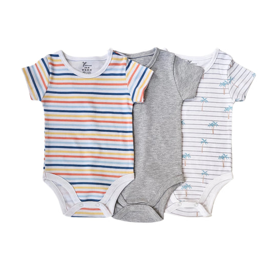 100% cotton 3-pack short sleeve bodysuit set