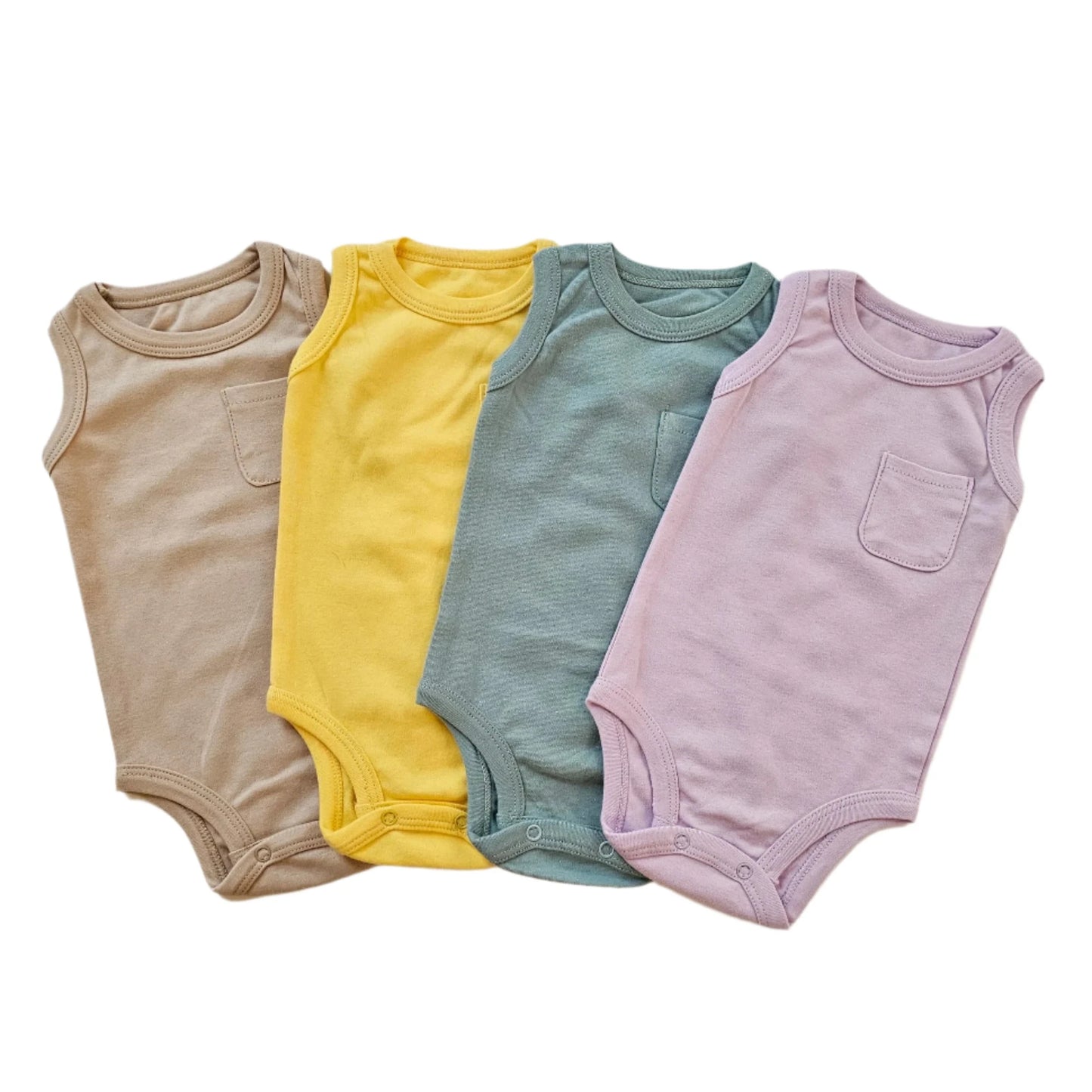 colorful 1 piece sleeveless baby bodysuits