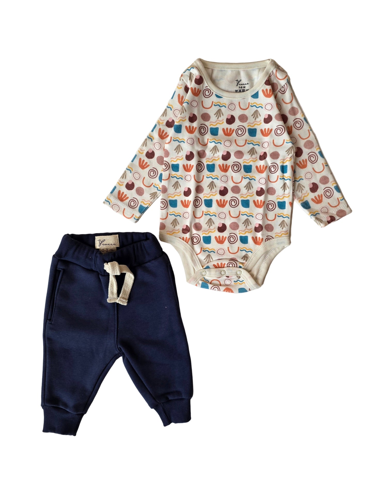 2-Piece Navy Blue Sweatpants & Nubian Theme Bodysuit Set