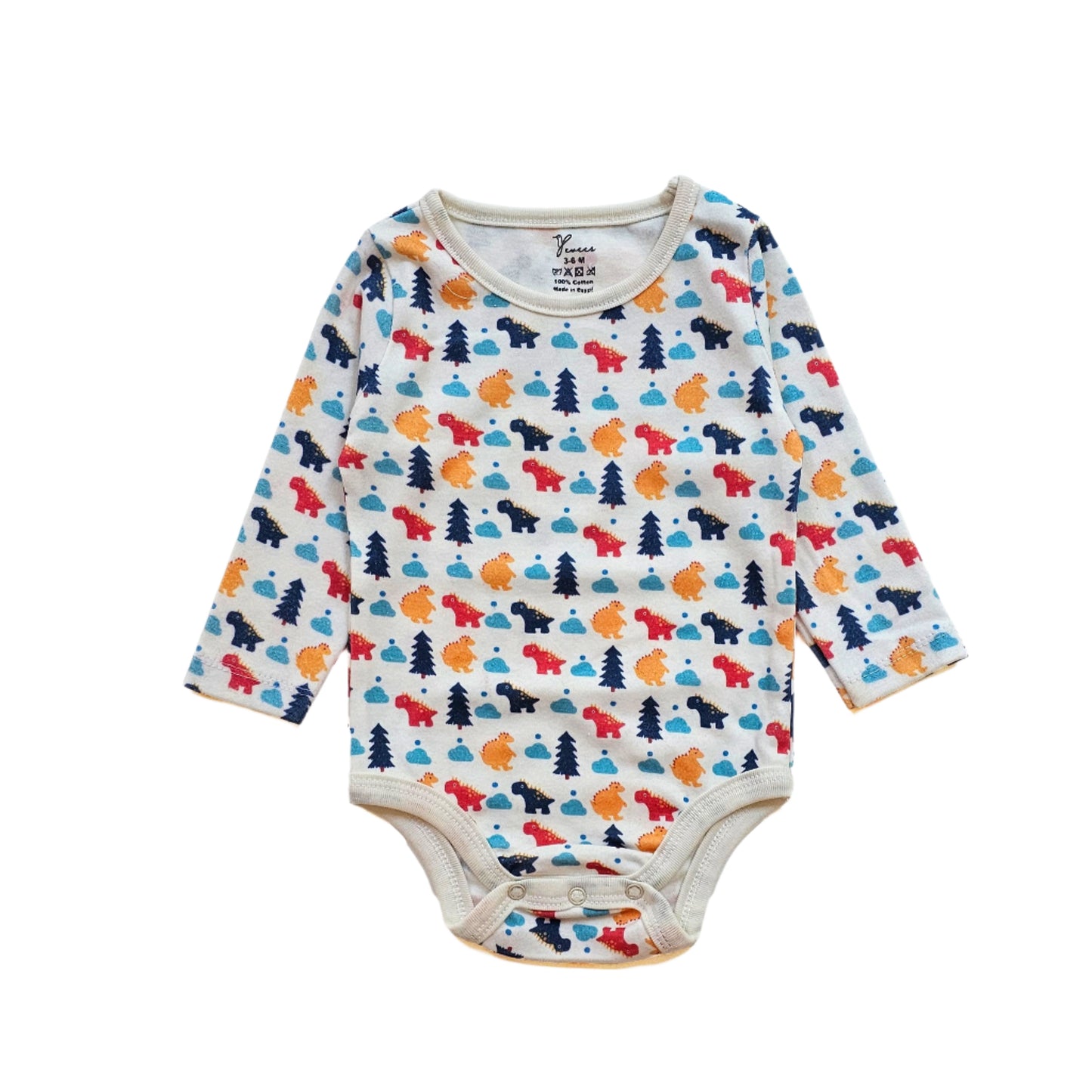 Dino 100% cotton long sleeve bodysuit