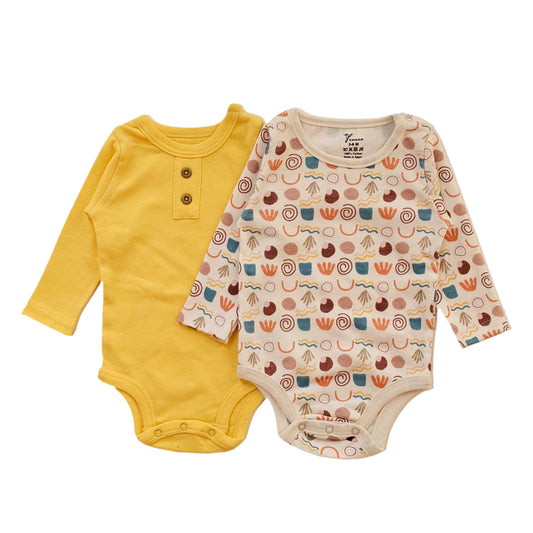 100% cotton 2-pack long sleeve bodysuit nubian theme set