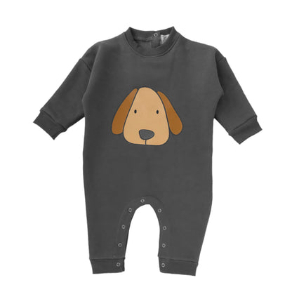 Boys Dark Grey Oversized Dog Jumpsuit