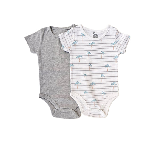 100% cotton 2-pack short sleeve bodysuit palm trees set