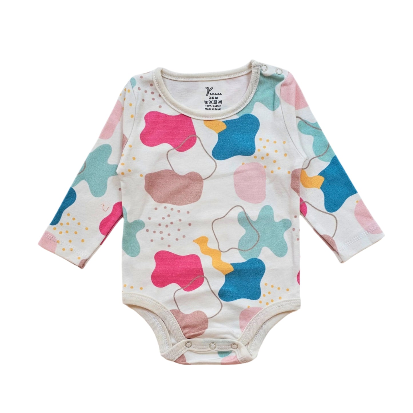 Colorful patches 100% cotton long sleeve bodysuit