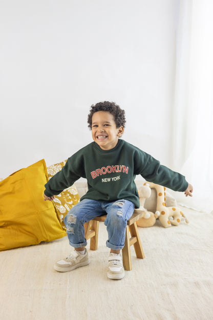 Unisex Dark Green Oversized Brooklyn Sweatshirt