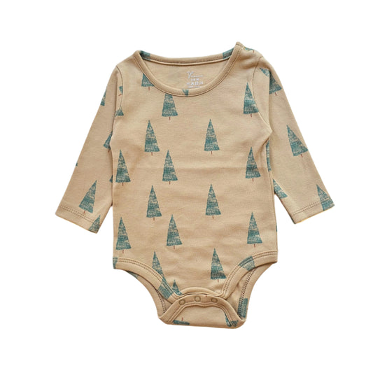 Trees 100% cotton long sleeve bodysuit