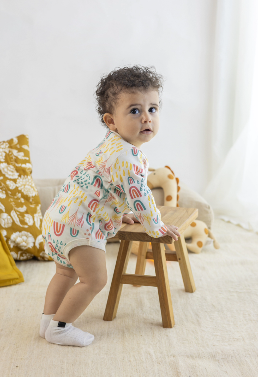 Rainbows 100% cotton long sleeve bodysuit