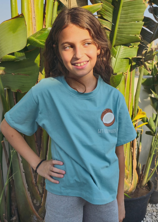 Oversized 'GET COCONUTS!' jersey T-shirt 100% cotton
